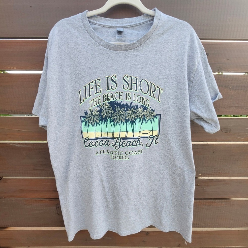 Cocoa Beach FL Graphic Tee | "Life is Short, the Beach is‎ Long" | Size L